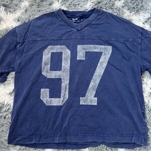 Hollister Blue Heavyweight Baggy Crop Fit Top